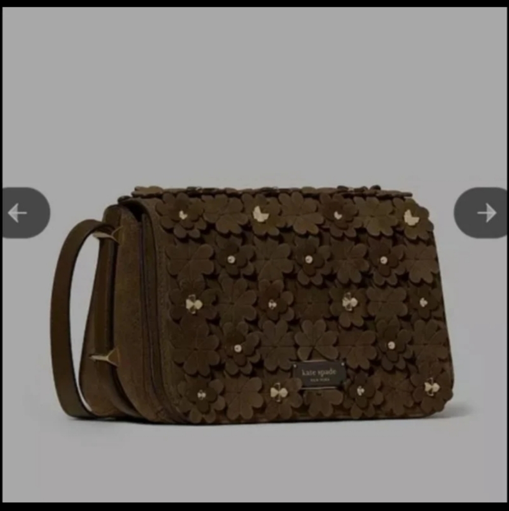 Kate Spade NWT Liv Floral Embellished Suade Crossbody